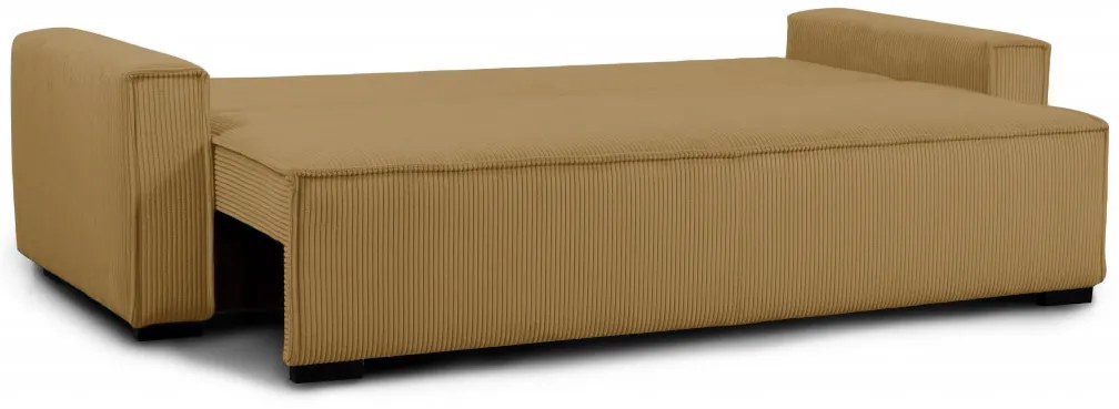 Horčicová rozkladacia trojmiestna pohovka SMART