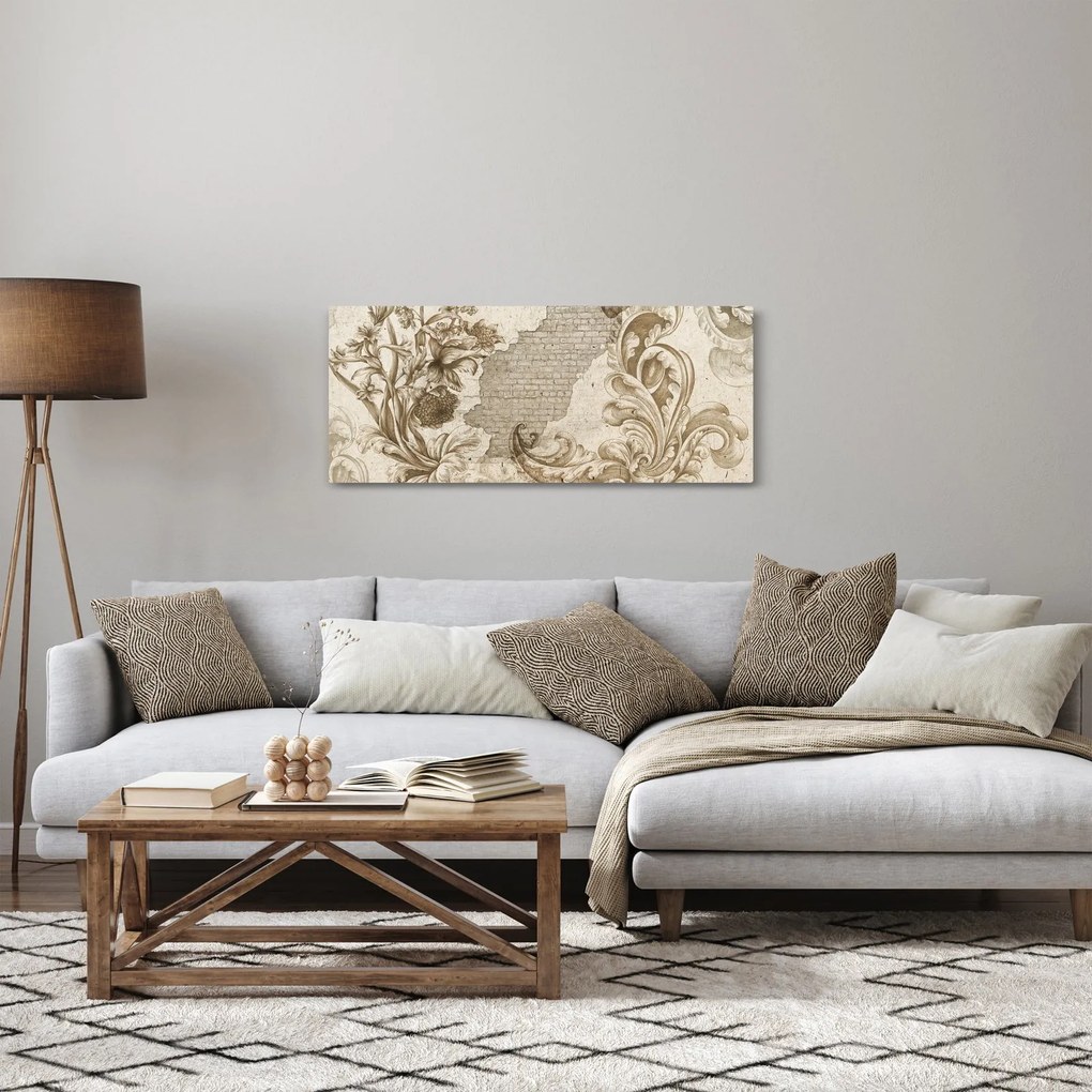 Obraz - Múr s kvetmi (120x50 cm)