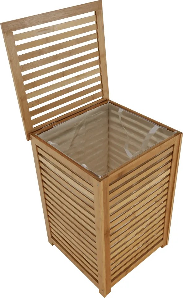 Kondela Kôš na bielizeň, lakovaný bambus/béžová, BASKET