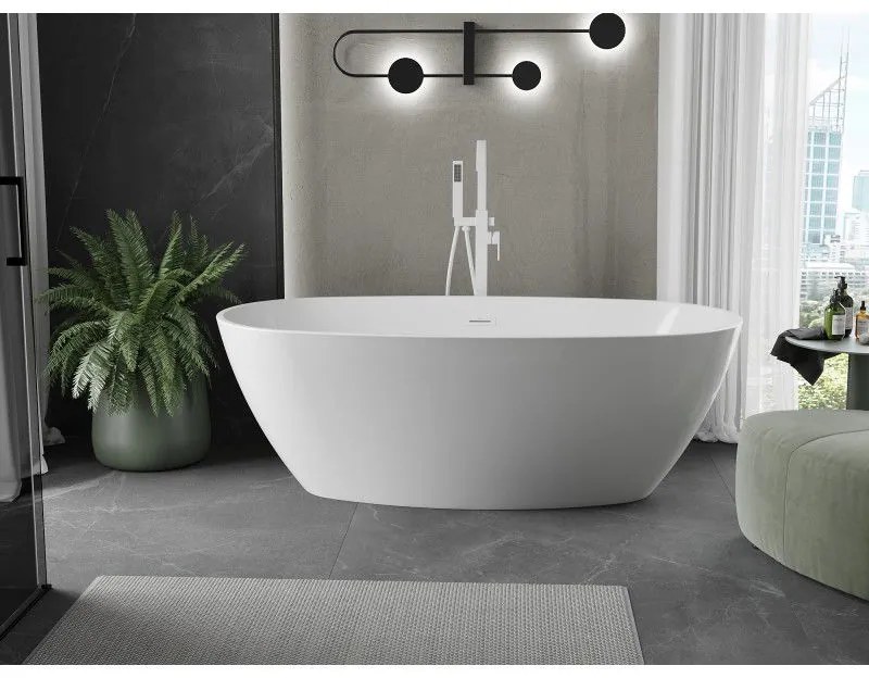 Mexen Eris, voľne stojaca vaňa 180 x 80 cm, biela, biely prepad, 53441808000-20