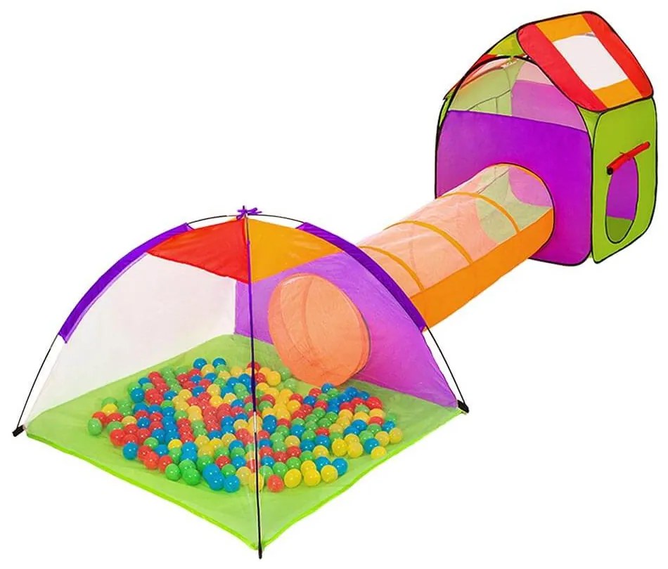 Detský stan a hrací domček s tunelom vrátane 200 loptičiek