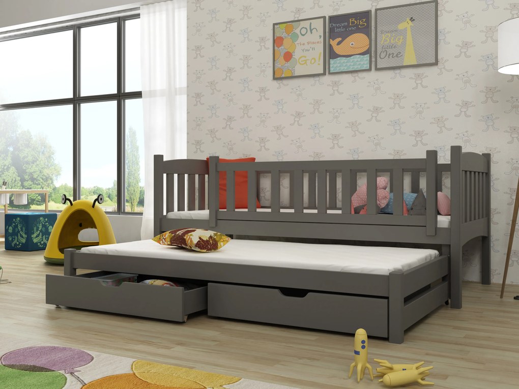 Detská posteľ 80 x 180 cm Amalia (s roštom a úl. priestorom) (grafit). Vlastná spoľahlivá doprava až k Vám domov. 1012990