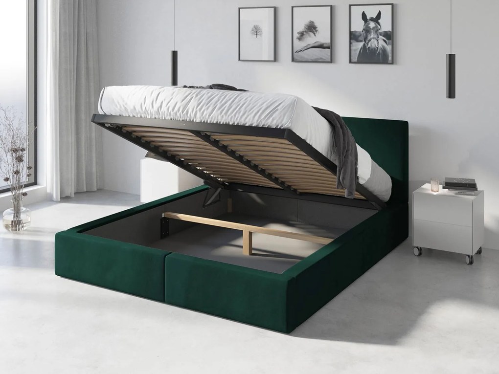 BMS GROUP Čalúnená posteľ HILTON 160x200cm výklopná smaragdová