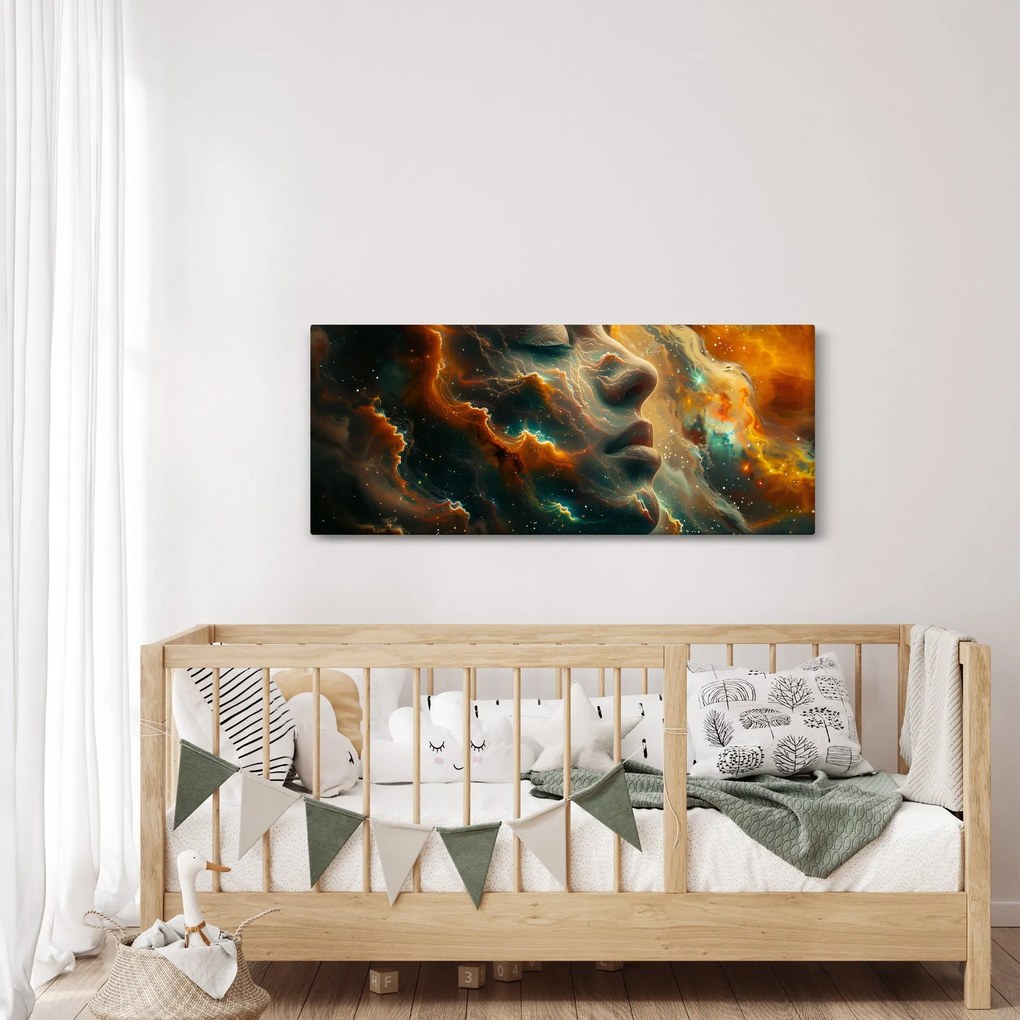 Obraz - Tvár vo vesmíre (120x50 cm)