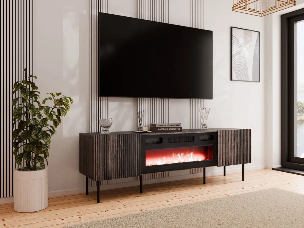 TV Stolík/skrinka s krbom Ostani 180, Farby: Orech warmia