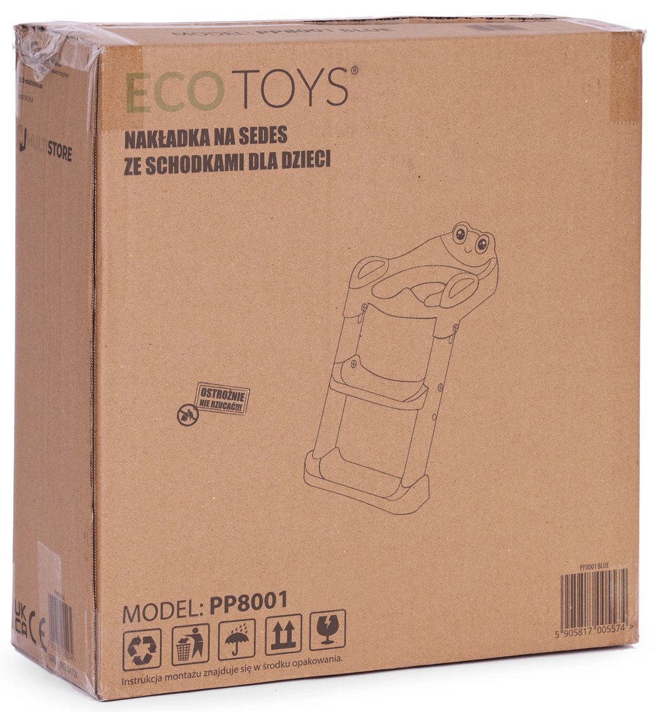 Detské sedadlo na toaletu so schodíkmi a rebríkom, sivé, ECOTOYS