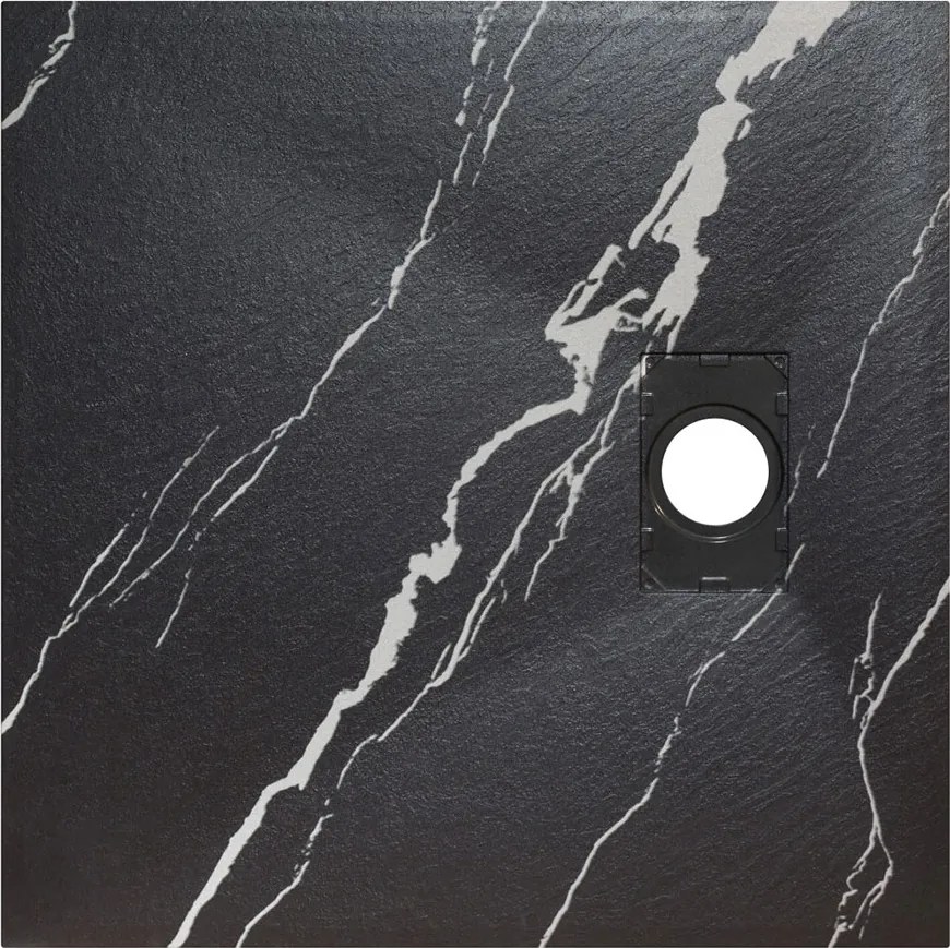 Besco Štvorcová sprchová vanička z SMC kompozitu VEXO MARBLE BLACK SQ 80x80 (90x90) BESCO-Rozmery: 90x90
