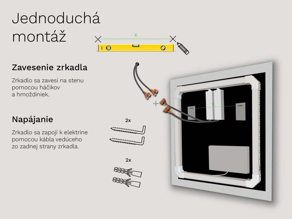 SMART Zrkadlo do kúpeľne s LED osvetlením M1 + SmartScreen with Google Chromecast
