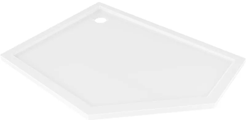 Mexen Flow Slim, ľavostranná päťuholníková sprchová vanička 90 x 80 cm, biela lesklá, 46P108090L