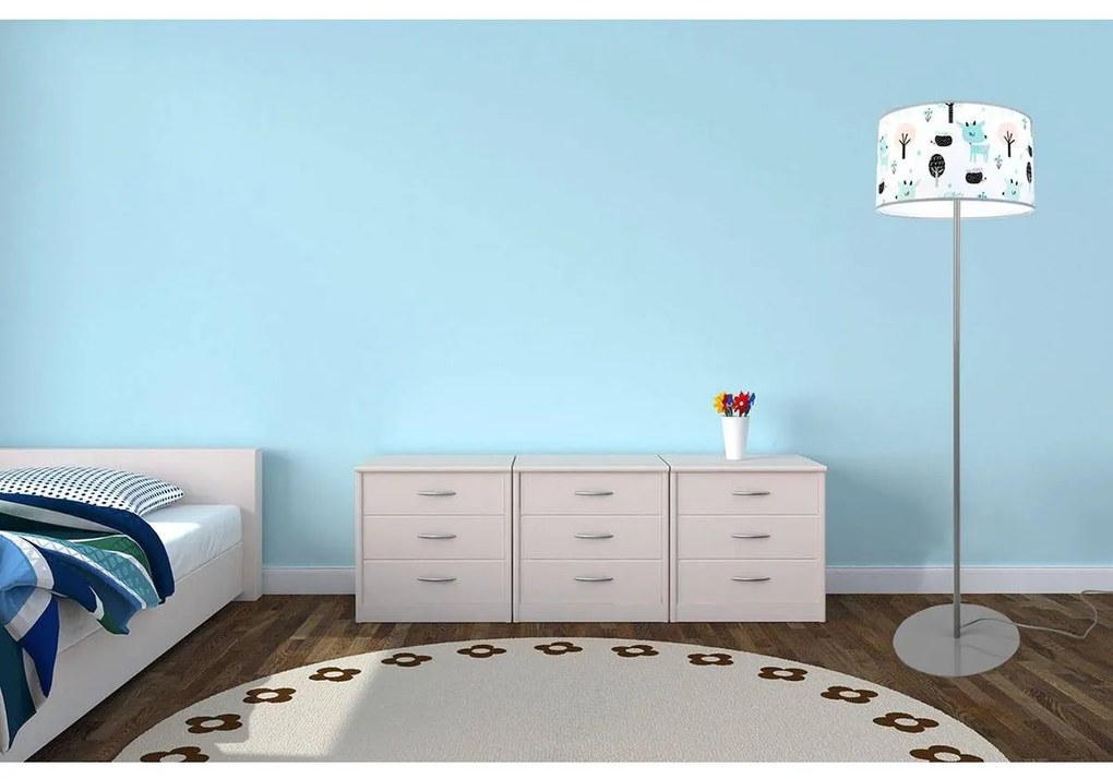 Detská stojacia lampa Bambi, 1x textilné tienidlo so vzorom, (výber z 2 farieb konštrukcie), o