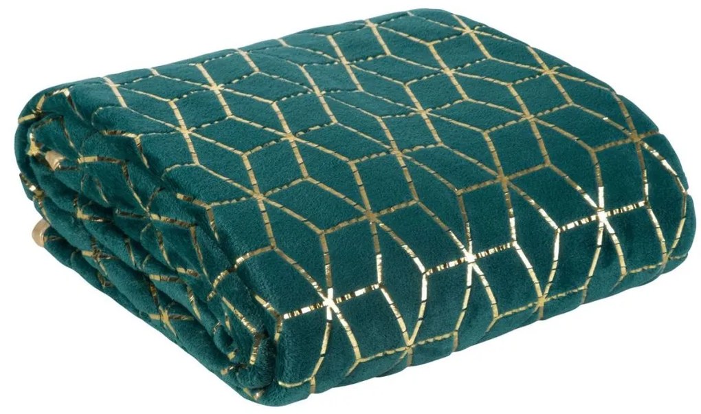 Dekorstudio Zamatový prehoz na posteľ NFY - 04 v tyrkysovej farbe so zlatým vzorom Rozmer prehozu (šírka x dĺžka): 170x210cm