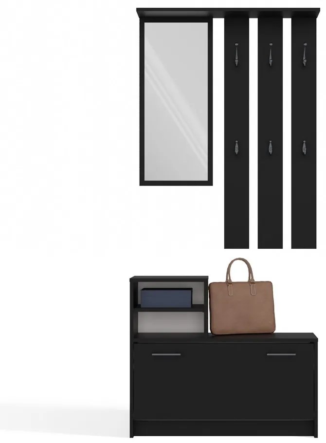 Predsieňová zostava Vayan 1 (čierna) (so zrkadlom). Akcia -18%. Vlastná spoľahlivá doprava až k Vám domov. 1132526