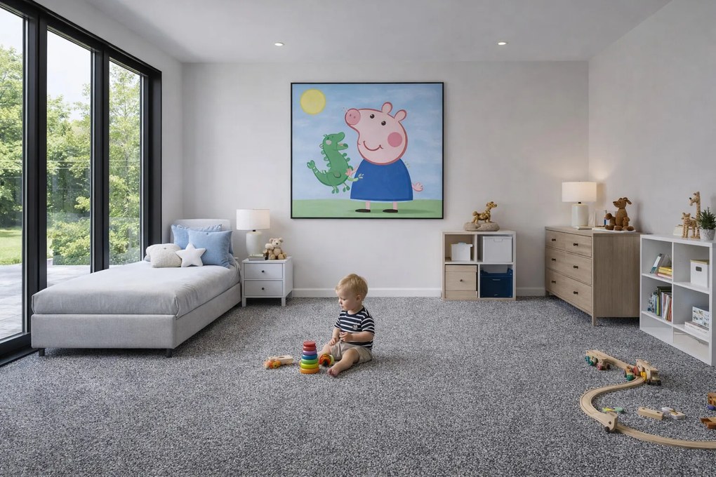 Lano, Koberec metráž Sparkle 820, na mieru, šíře 4m,5m, šedá, ab (mriežka), detská izba