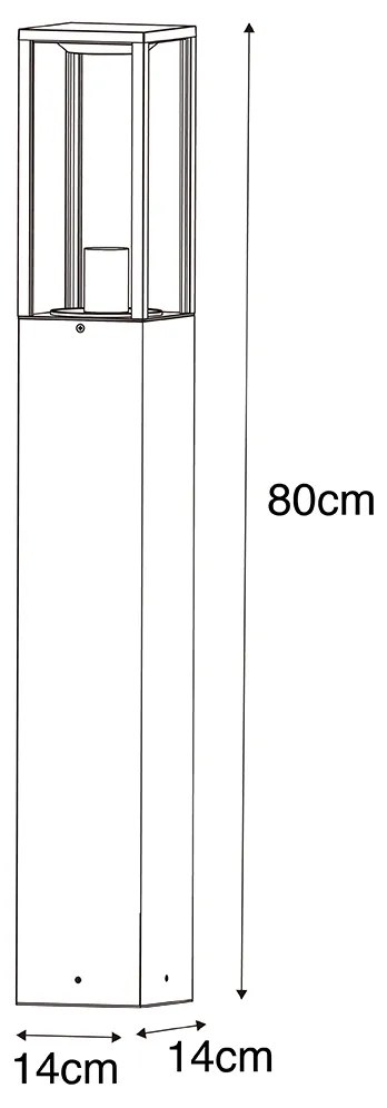 Inteligentná vonkajšia stojaca lampa čierna s rebrovaným sklom 80 cm vrátane WiFi A60 - Charlois