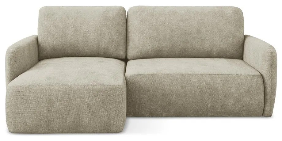 Béžová ženilková rozkladacia/s úložným priestorom rohová pohovka (ľavý roh/s leňoškou) Lilo – Makamii