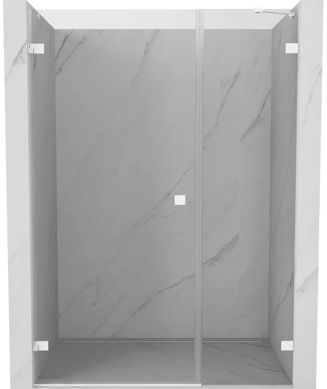 Mexen Lunar-B, Otočné ľavé sprchové dvere 115 cm, 8mm číre sklo, biely profil, 832S-115-050-20-00-L