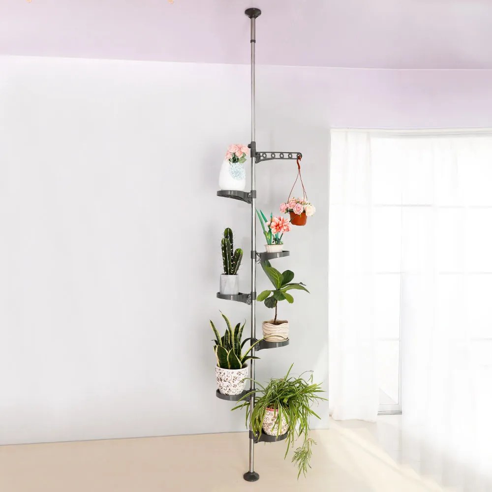 Teleskopický stojan na kvety, sivý