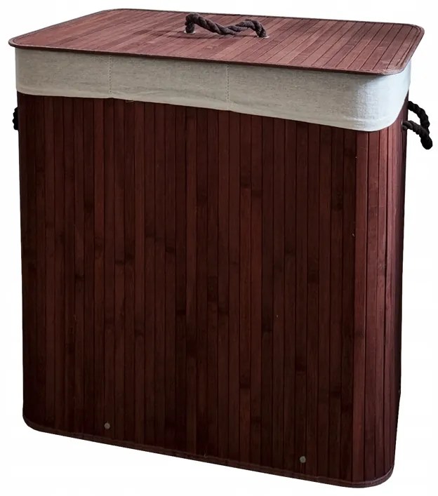 Bambusový kôš na bielizeň – 3 komory, 150 l biela