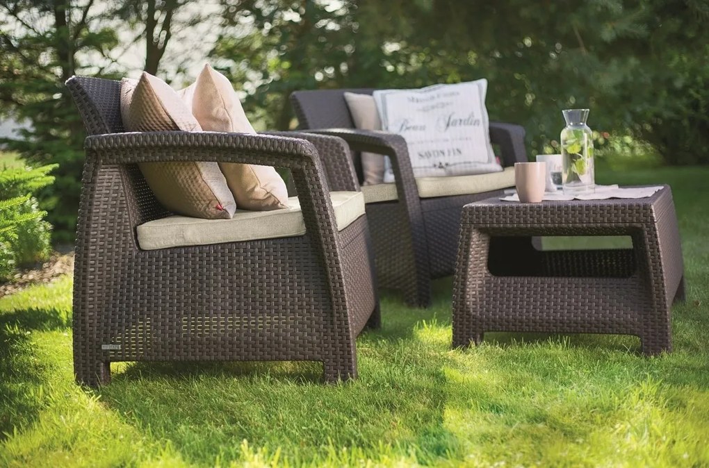 Záhradná sada Keter Corfu WEEKEND, hnedá