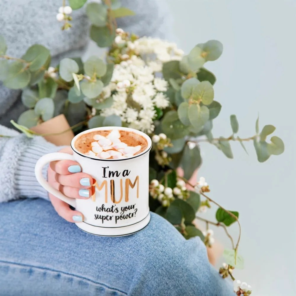 Porcelánový hrnček Sass & Belle Super Mum, 400 ml