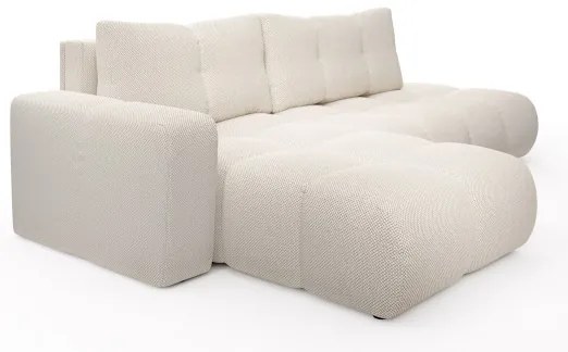 Rozkladacia rohová čalúnená sedacia súprava ALMADA do L, ľavé prevedenie, svetlobéžová