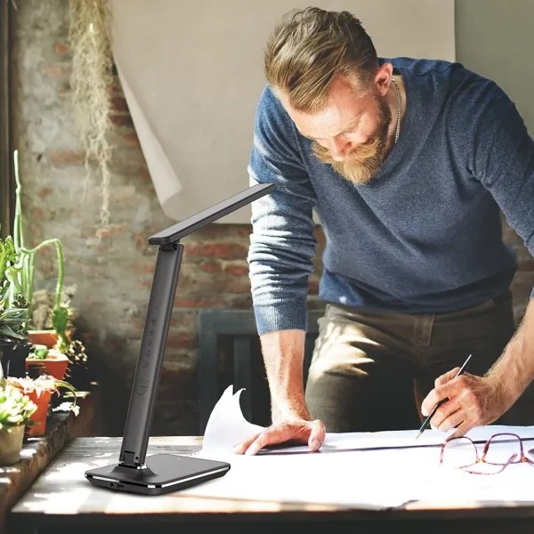 Immax 08965L-LED Stmievateľná lampa s bezdr. nabíjaním KINGFISHER 8,5W/230V čierna