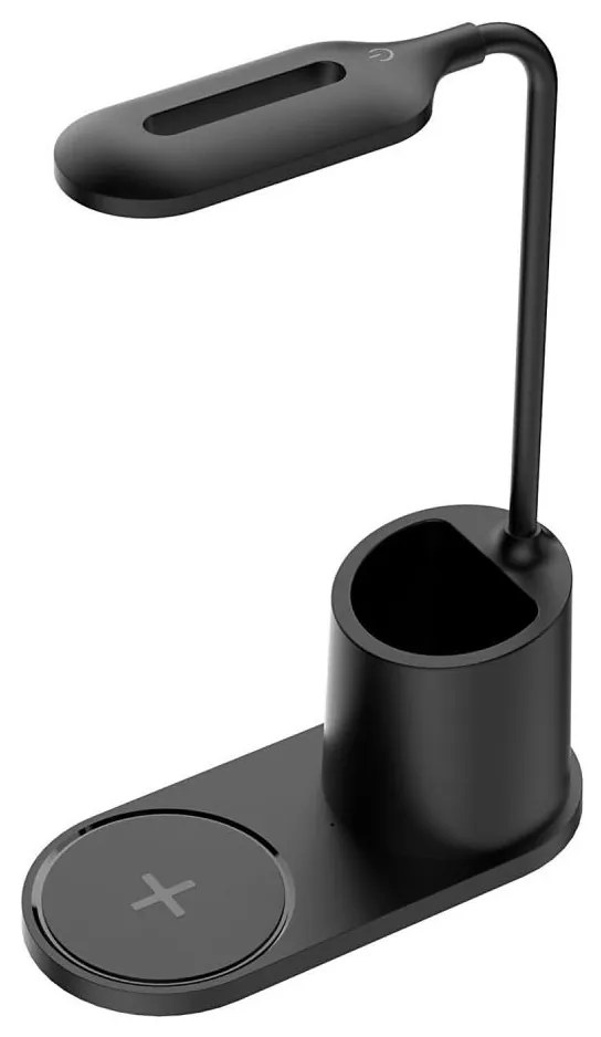 LED Stolná lampa LED/3W/5V s bezdrôtovým nabíjaním čierna