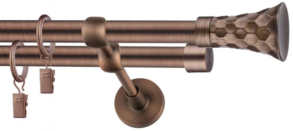 Dekorstudio Garniža dvojradová SFERIC medená 19mm Dĺžka: 140cm, Typ príslušenstva: Krúžky tiché so štipcami