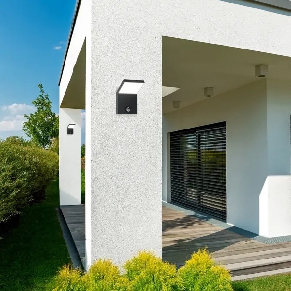 Brilagi - LED vonkajšie nástenné svietidlo so senzorom RIANO LED/8W/230V antracit