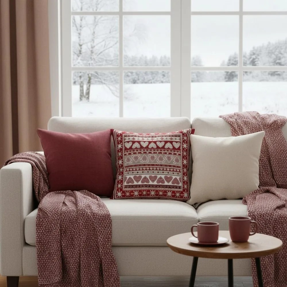 Polášek Obliečka na vankúšik so zimnými motívmi - Vianočné vločky | 40 x 40 cm