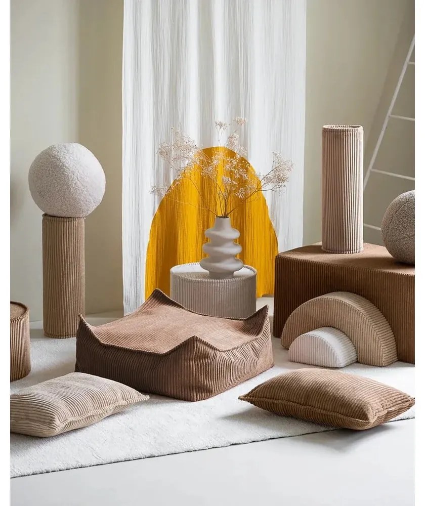 Svetlohnedý menčestrový detský pohovkový vankúš Roll – Wigiwama