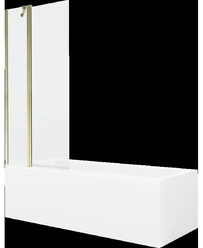 Mexen Cubik obdĺžniková vaňa 150 x 70 cm s obkladom a 1-krídlovou sprchovou zástenou 80 cm, Transparentné, Zlatá - 550315070X940
