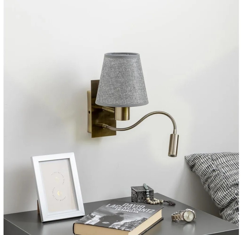 Brilagi - LED Nástenná lampa NUBILA 1xE27/25W/230V + LED/3W mosadz/šedá
