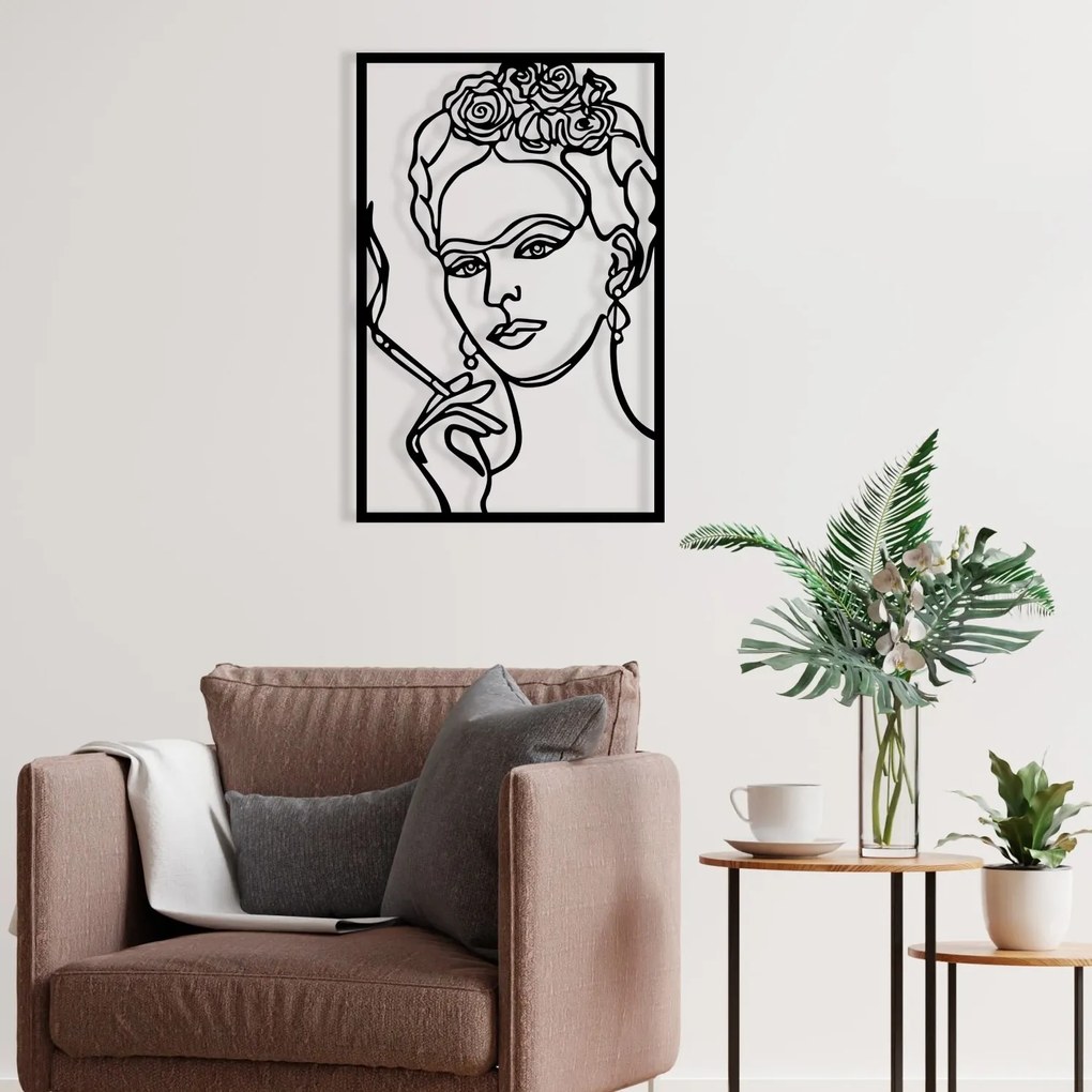 Nástenná kovová dekorácia Kahlo čierna
