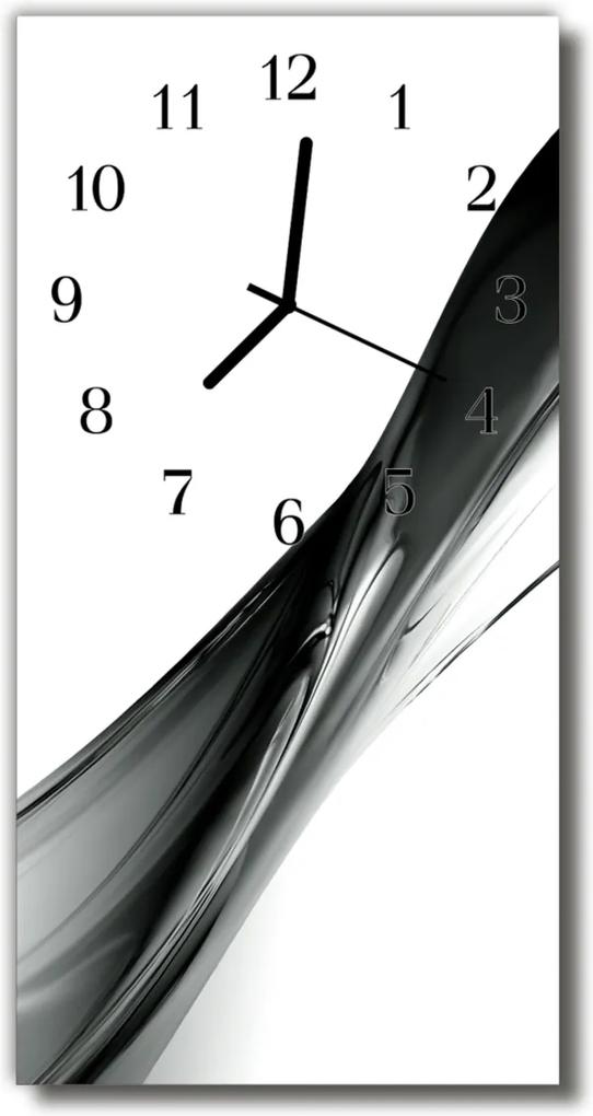 Sklenené hodiny vertikálne  Abstrakcia čierna biela čiara