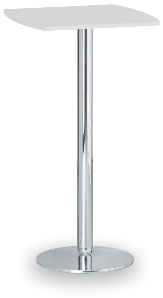Koktailový stôl OLYMPO II, 660x660 mm, chrómovaná podnož, doska biela