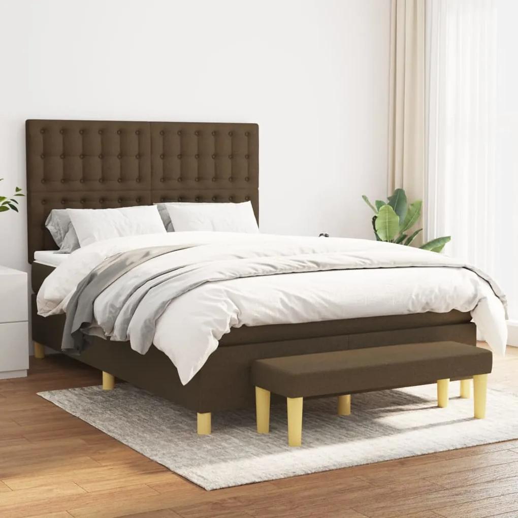 Boxspring posteľ s matracom tmavohnedá 140x190 cm látka 3137472