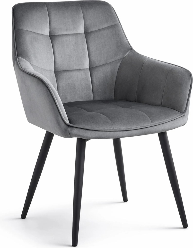 Jedálenské kreslo VARSI VELVET s čiernymi nohami, sivé