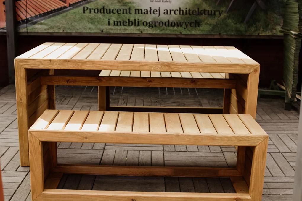 Dřevěná zahradní lavice z borovice – světle hnědá, 132 x 45 x 45 cm