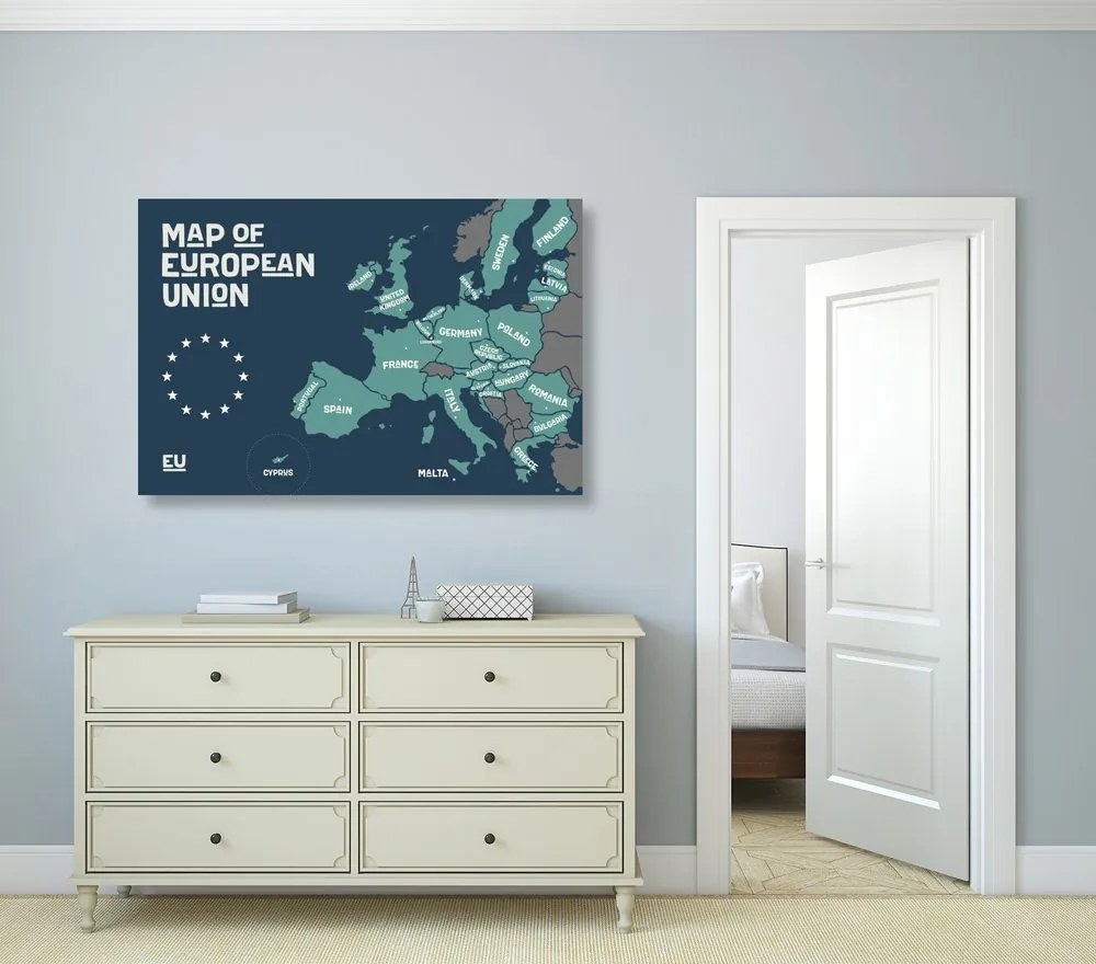 Obraz náučná mapa s názvami krajín európskej únie Varianta: 90x60