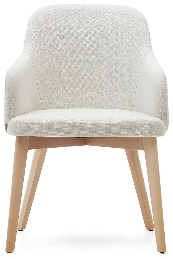 Krémovobiele čalúnené jedálenské kreslo s podrúčkami Nelida – Kave Home