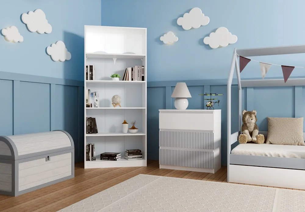 Detská komoda MALWA M3 ARTESO bielo-modrá