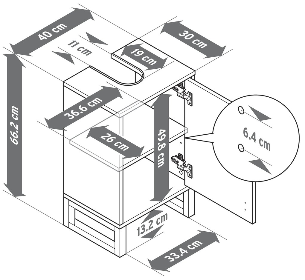 Malá umývadlová skrinka s dvierkami