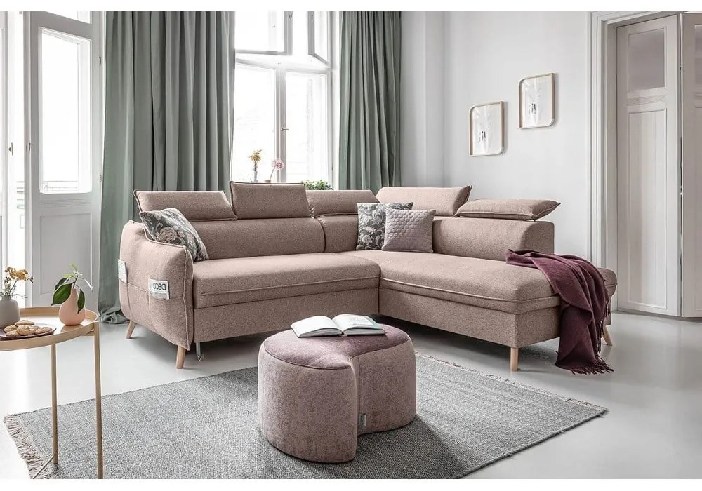 Béžová rozkladacia rohová pohovka (pravý roh) Sweet Harmony – Miuform