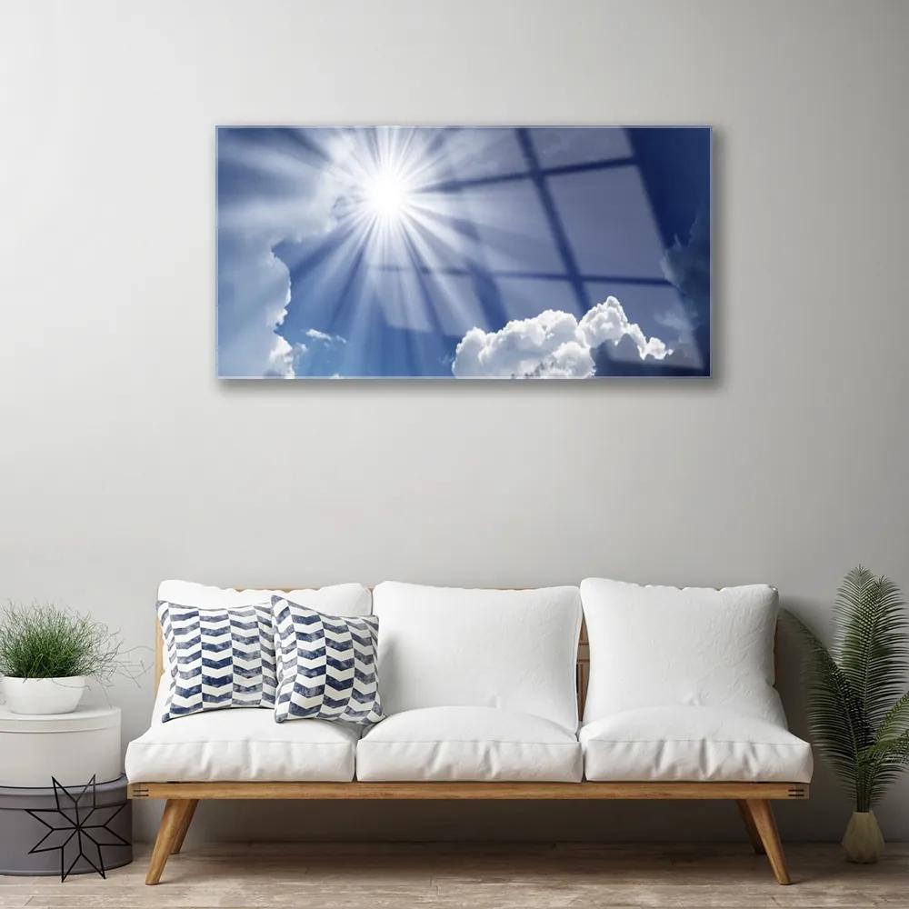 Obraz na skle Slnko krajina 140x70 cm