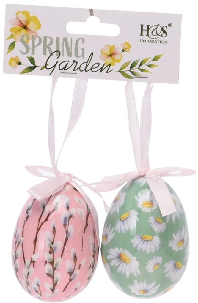 Veľkonočné závesná dekorácia Floral Eggs 2 ks, farebná