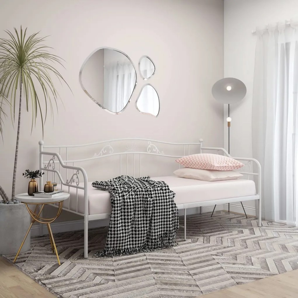 vidaXL Rám rozkladacej pohovky biely kovový 90x200 cm