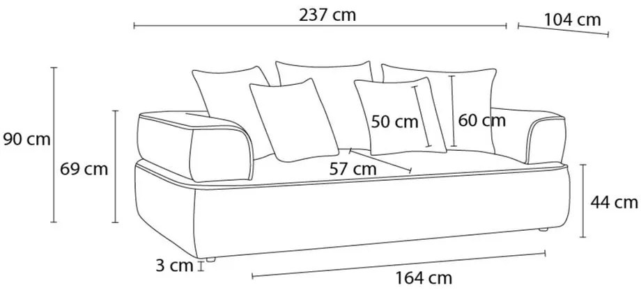 Ružová ženilková pohovka 237 cm Whesley – Bobochic Paris