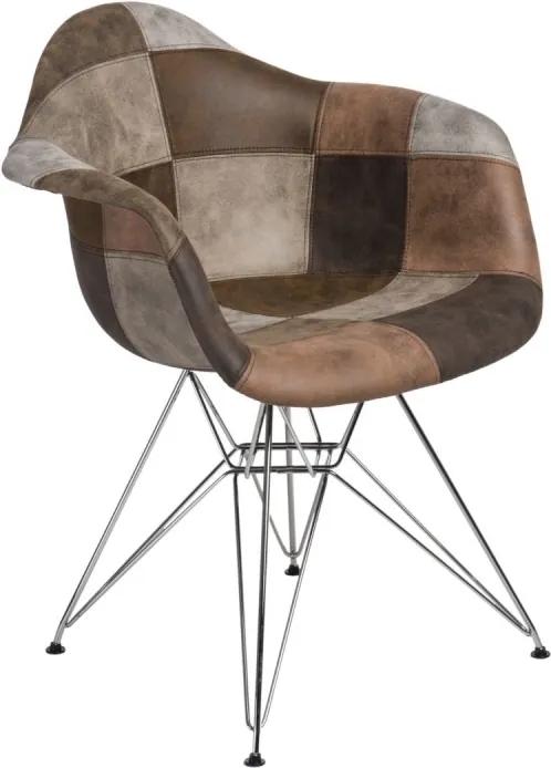 Designová židle DAR čalouněná, patchwork béžová/hnědá 80490 CULTY