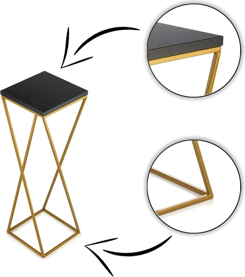 STOJAN NA KVETINÁČ LOFT7 70X24X24 CM ZLATÁ/ČIERNA